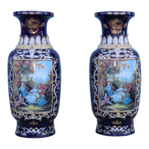 Large Decorative Floor Vases After Richard Klemm Dresden Made by Limoges