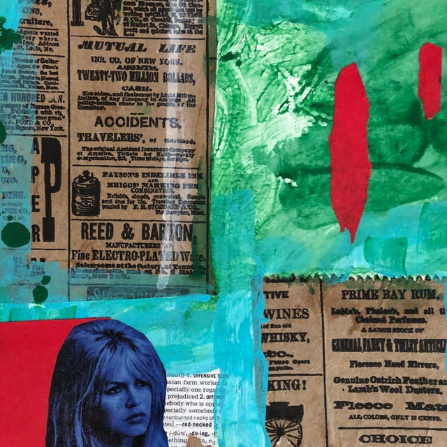 Original Contemporary Collage by Cassandra Auker “Brigitte Considers” For Sale - Image 4 of 5