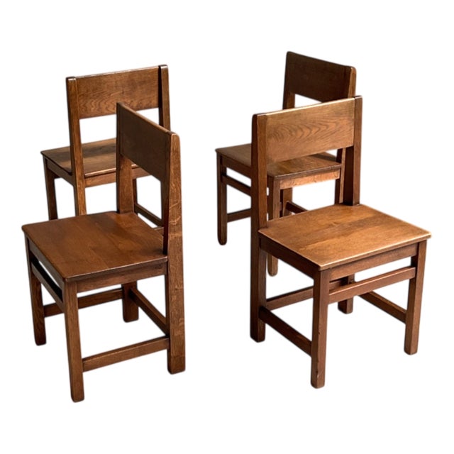 Vintage Dutch Chairs in Oak, 1920s, Set of 4 For Sale