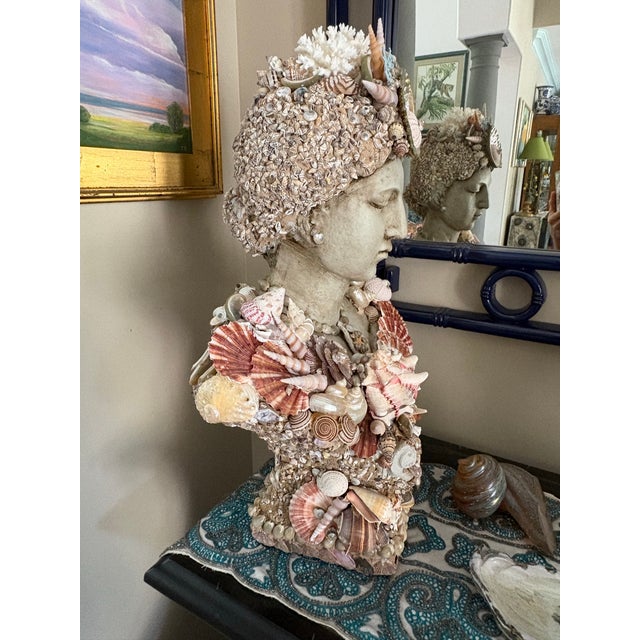Exceptional Goddess bust totally covered in natural treasures from the sea. We have so many types of shells, urchin,...