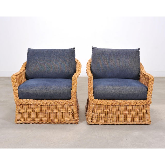 Late 20th Century Set of Three Bielecky Brothers Rattan and Wicker Lounge Chairs For Sale - Image 5 of 18