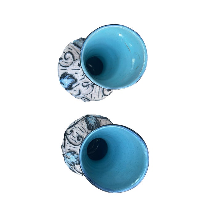 1960s 1960s MCM Italian Abstract Ceramic Vase Art Pottery Lava Glaze-a Pair For Sale - Image 5 of 9