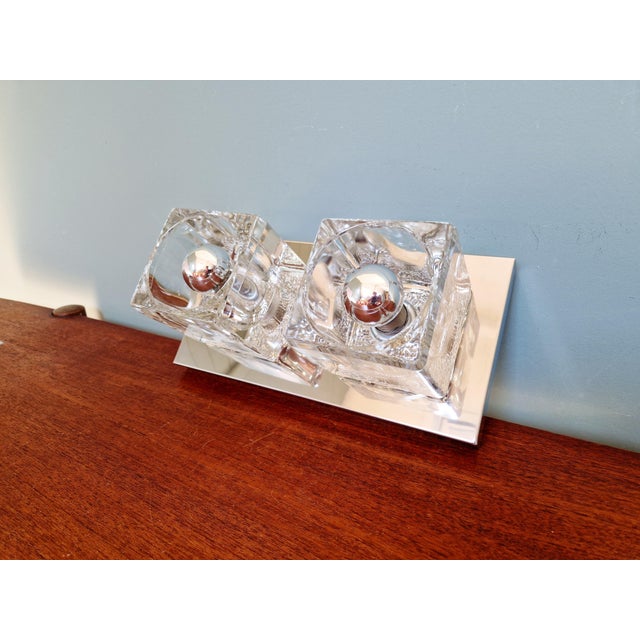 Ice Cube Double Wall Light in Chromed Metal and Glass from Peill & Putzler, 1970 For Sale - Image 13 of 18