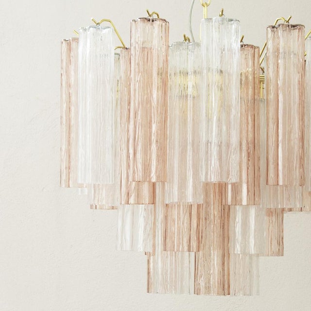Italian Pink and Clear Glass Suspension Lamp, 1990s For Sale - Image 10 of 12