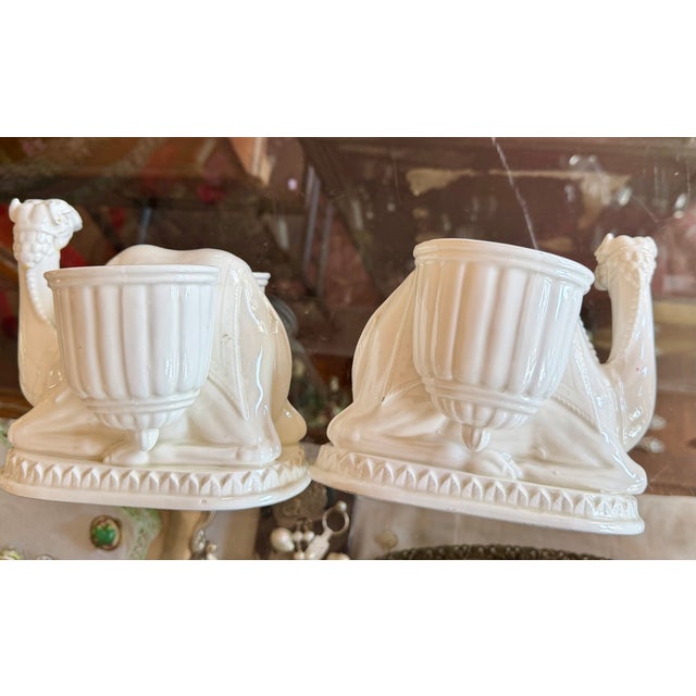 Mid Century Fitz & Floyd Ceramic Camel Candle Holders Pair For Sale - Image 11 of 13