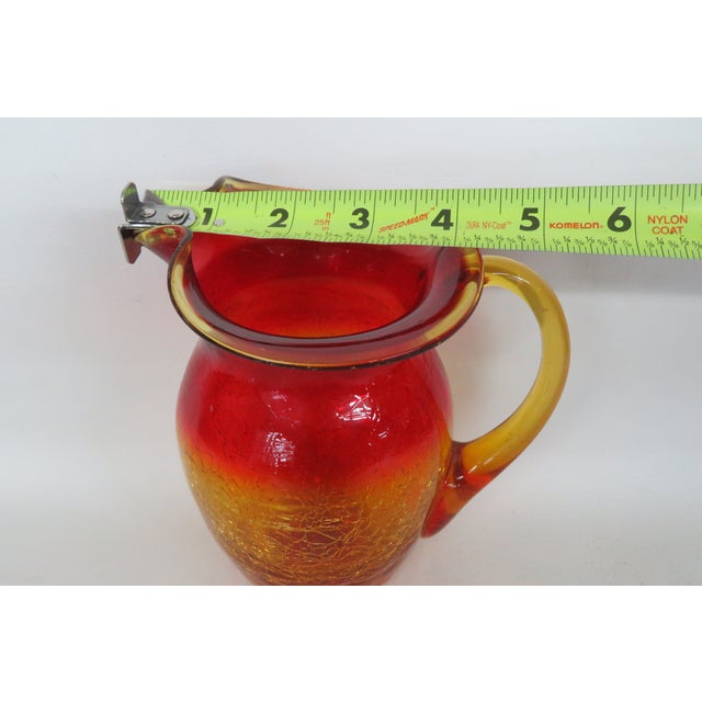 Mid 20th Century Mid Century Modern Hand Blown Crackle Glass Amberina Handled Pitcher Jug Creamer 5082c For Sale - Image 9 of 17