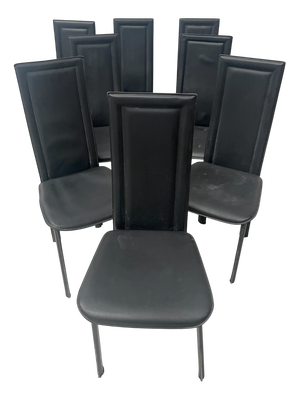 Vintage Chairs in Black Leather, Set of 8