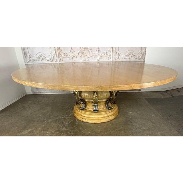 An extraordinary monumental French Neoclassical Revival dining table, a true tour de force of mixed materials and...