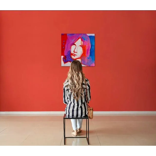 Modern Narratives — Original Portrait Original oil painting by L Haas, 24 x 24 unframed canvas, signed. Bold color and...