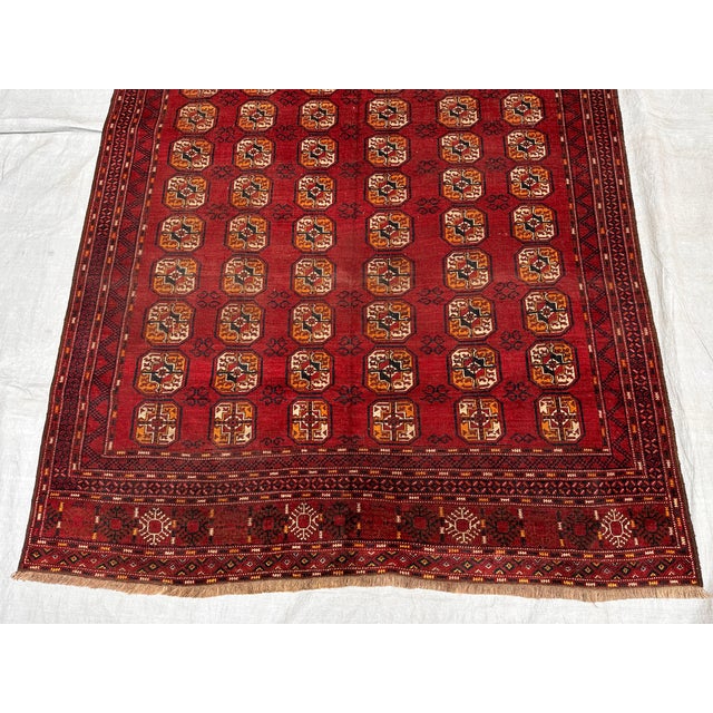 Red Ersari Bokhara Hand-Knotted Wool Rug - 9'7" X 6'2" For Sale - Image 6 of 11