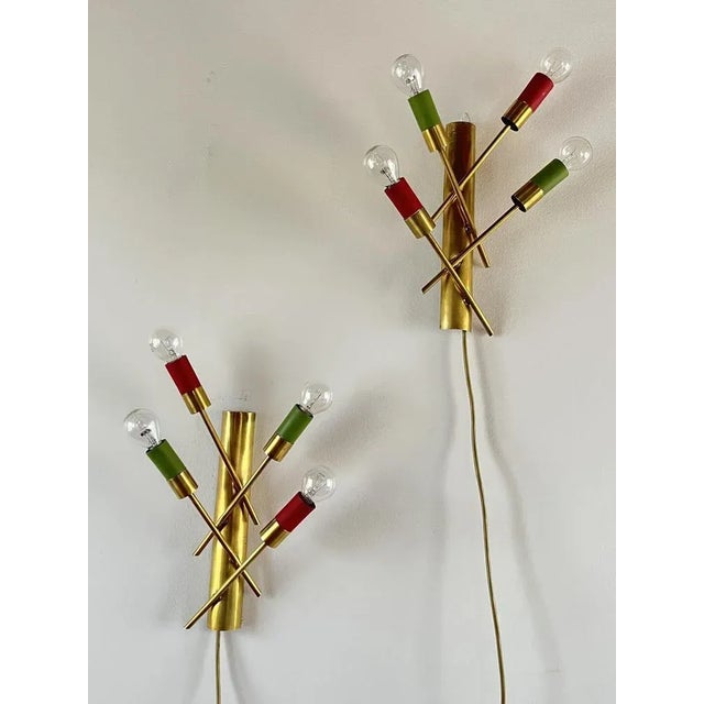 Italian Wall Lamps in Brass, 1950s, Set of 2 For Sale - Image 4 of 10