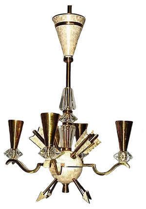 Vintage Bronze and Crystal Chandelier from DLG Gilbert Poillerat, 1940s