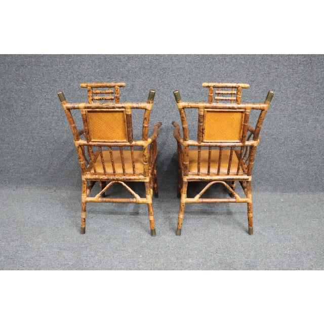 Chinoiserie Influenced Bamboo Armchairs/Pair For Sale - Image 11 of 11