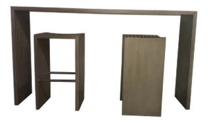 Contemporary Hd Buttercup Slatted Table & Stools - 3 Pieces, Two Sets Available