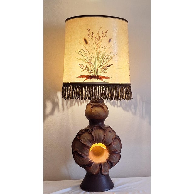 Large Internally Illuminated Fat Lava Table Lamp with Fabric Shade, 1960s For Sale - Image 9 of 9