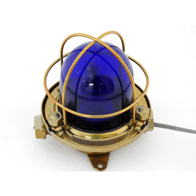 Metal 1990s Nautical Reclaimed Authentic Nautical Salvaged Ships Ceiling Bulkhead Deck Light For Sale - Image 7 of 11