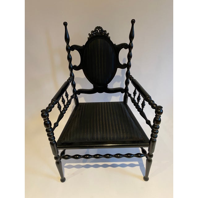 Vintage Painted Black Wood Armchair For Sale - Image 4 of 9