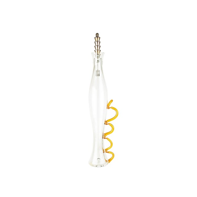 Orange and Clear Murano Glass Bottle with Silver Cork from Cleto Munari, 1990s For Sale - Image 9 of 9