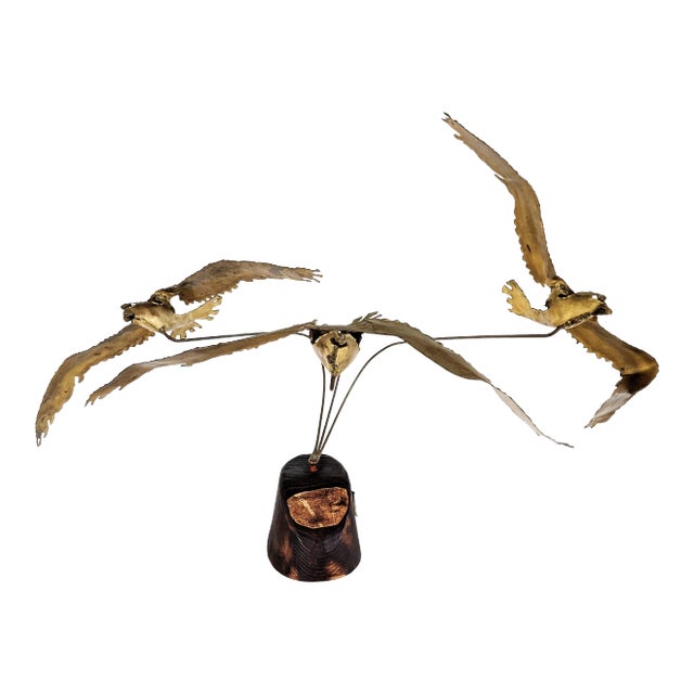 Flying Seagulls Brass Table Sculpture by Ratafia For Sale