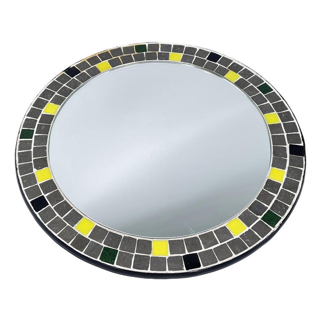 Mid-Century Round Mosaic Wall Mirror, 1970s For Sale