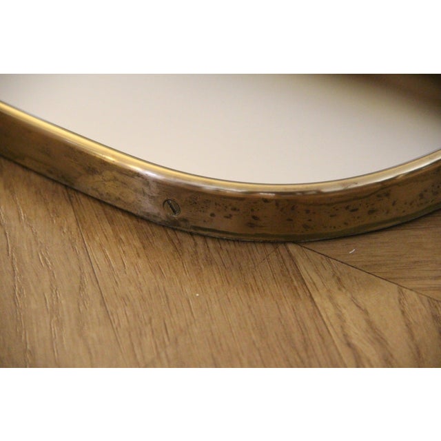 Metal Modern Brass Wall Mirror, 1950s For Sale - Image 7 of 15