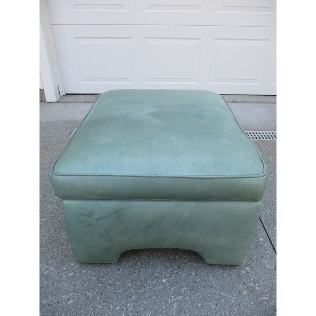 Traditional Vintage Mint Green Hancock & Moore Ottoman With Tray For Sale - Image 3 of 10