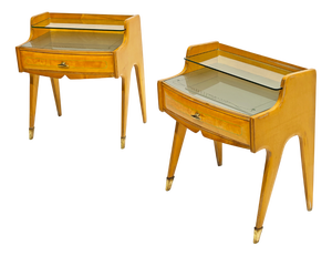 Italian Maple and Glass Bedside Tables, 1950s, Set of 2