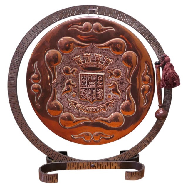 Metal Hand Hammered Basque Copper and Iron Table Gong, 1890 For Sale - Image 7 of 7