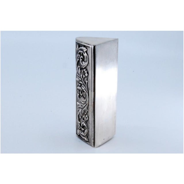 Toothpick Holder in Embossed Silver with Acanthus Leaves on Both Sides, in Good conditions. Designed 1980 to 1989