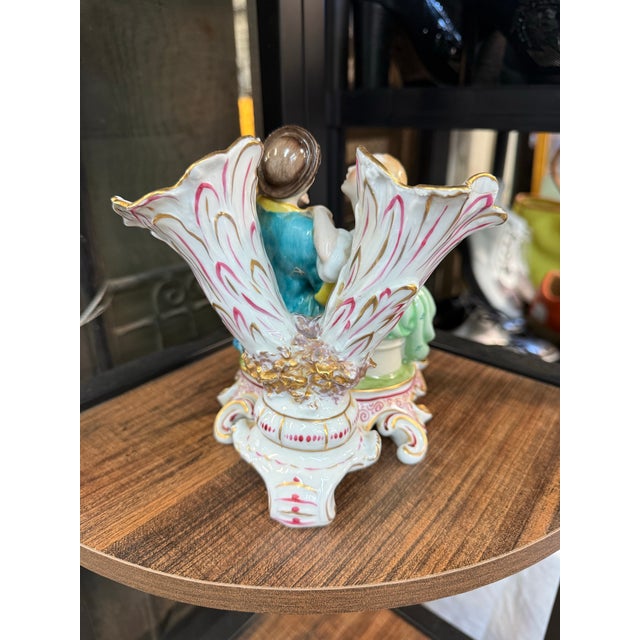 Rococo Rare Vintage Herend - Rococo Lover Couple Hand Painted Porcelain Figurine For Sale - Image 3 of 9