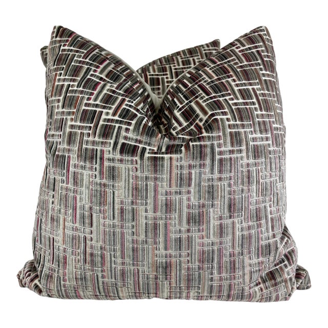 Kravet Couture “Inside Tracks” in Rouge 22” Pillows-A Pair For Sale