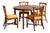 Wood Extendable Round Table and Rattan Chairs from Mc Guire, 1970s, Set of 5 For Sale