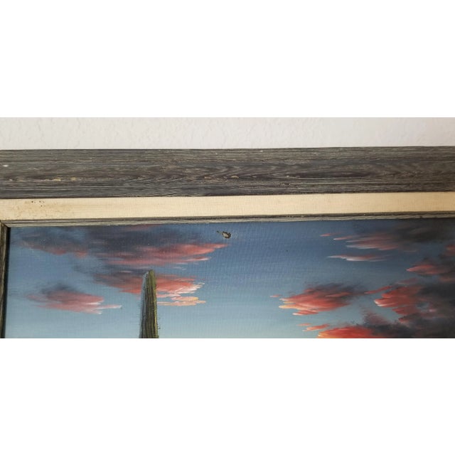 Green B Duggar Vintage Desert With Cactus Landscape Painting For Sale - Image 8 of 11
