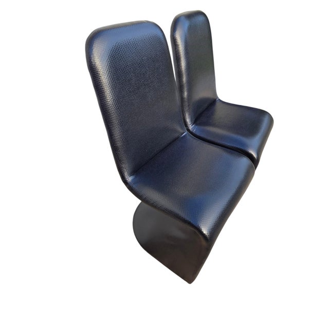 Vintage Mid Century Faux Snakeskin Cantilever S Side Chairs Panton 1-2-3 Style For Sale - Image 14 of 16