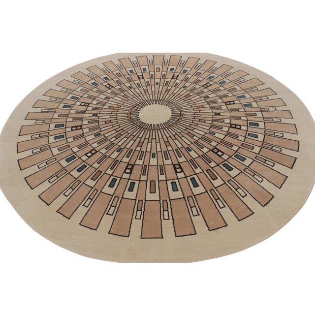 Not Yet Made - Made To Order Rug & Kilim’s French Art Deco Style Circle Rug in Beige with Geometric Patterns - 10x10 For Sale - Image 5 of 7
