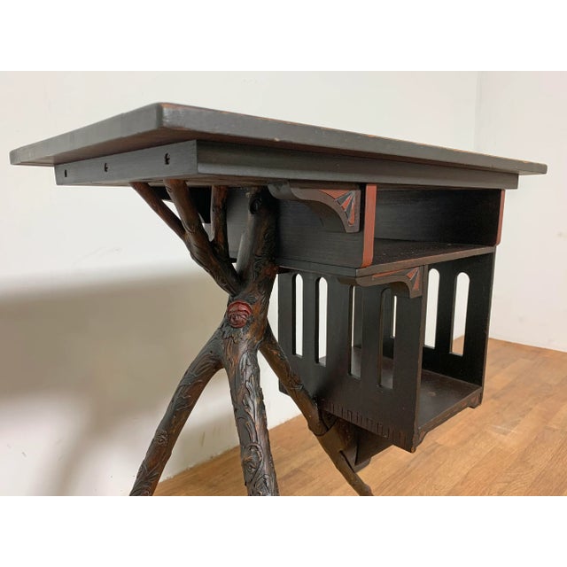 Circa 1870s-1890 Hand Carved Antique Adirondack Table Stand For Sale - Image 4 of 13