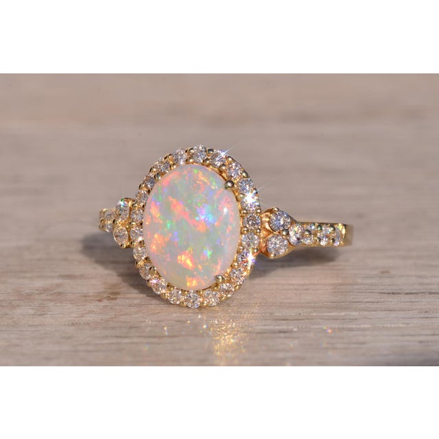 Metal The 65th Avenue: Australian Opal and Diamond Ring in Yellow Gold For Sale - Image 7 of 12
