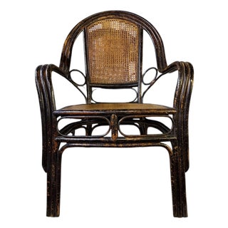 Antique Chinese Bamboo Wicker Armchairs - 1 of 2 For Sale
