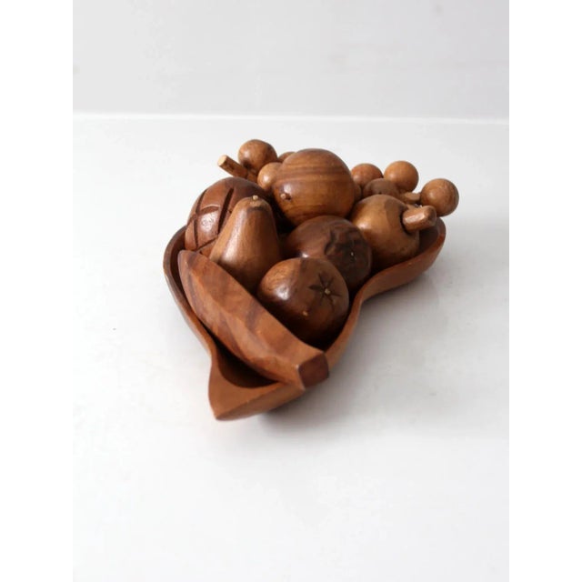 Wood Mid-Century Monkey Pod Wood Fruit and Bowl For Sale - Image 7 of 10