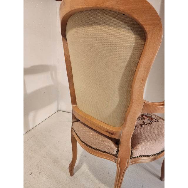 Gold Late 18th Century Louis XV Rococco Gilt Armchair Set With Needlepoint For Sale - Image 8 of 10