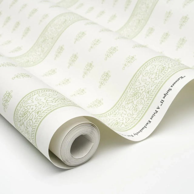 Schumacher Schumacher Katsura Stripe II Wallpaper In Leaf For Sale - Image 4 of 4