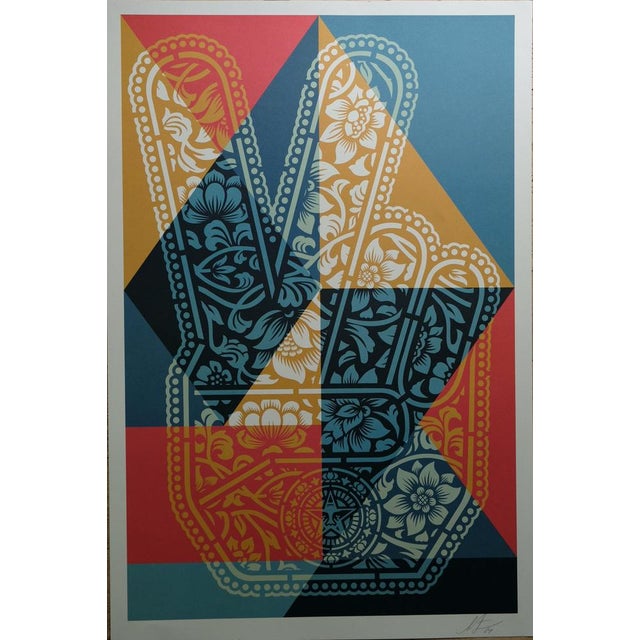 Shepard Fairey, Fingers Peace, Lithograph For Sale - Image 7 of 7