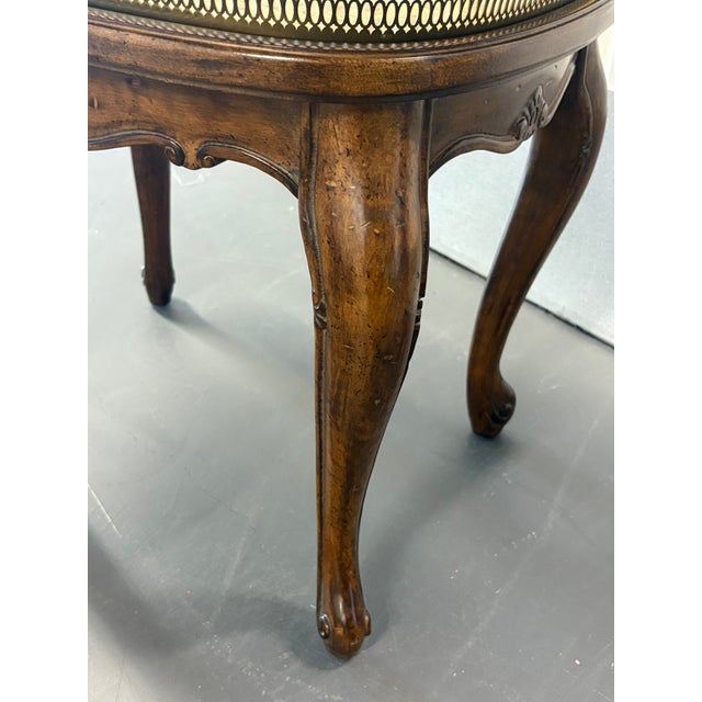 Vintage Wood Queen Anne Style Table With Removable Brass Tray For Sale - Image 9 of 9
