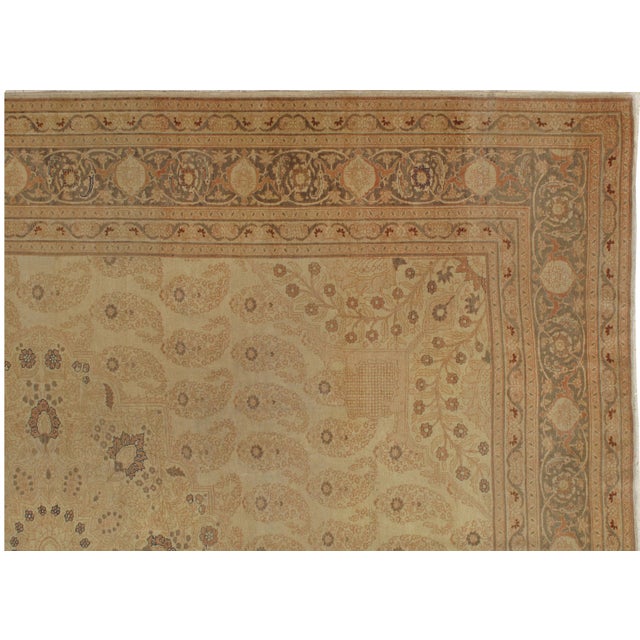 Antique Tabriz Carpet, Hadji Jalili Persian Rug, Earth Tones, Ivory, Terracotta For Sale - Image 13 of 18
