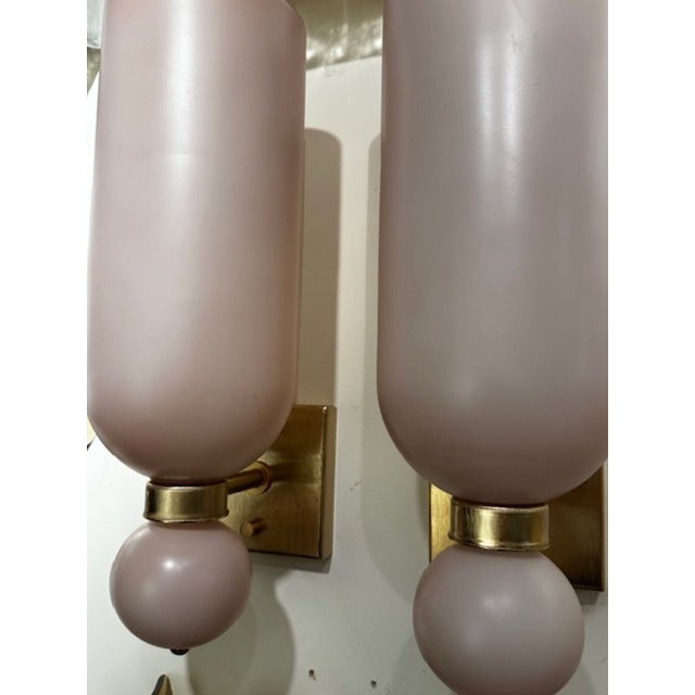 Pair of Murano Glass Pink Matte Cone Form Sconces For Sale - Image 4 of 4