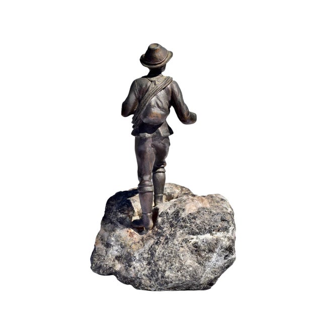 Metal Continental Bronze Young Hunter on Mineral Base For Sale - Image 7 of 10