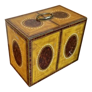 George v English Tole Faux Satinwood Tea Caddy Biscuit Tin 1938