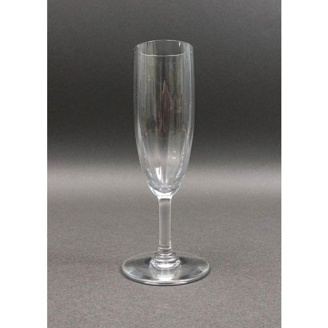 Glass Mid 20th Century Baccarat France Montaigne Optic Crystal 6 3/4" Fluted Champagne Glasses - Set of 6 For Sale - Image 7 of 10