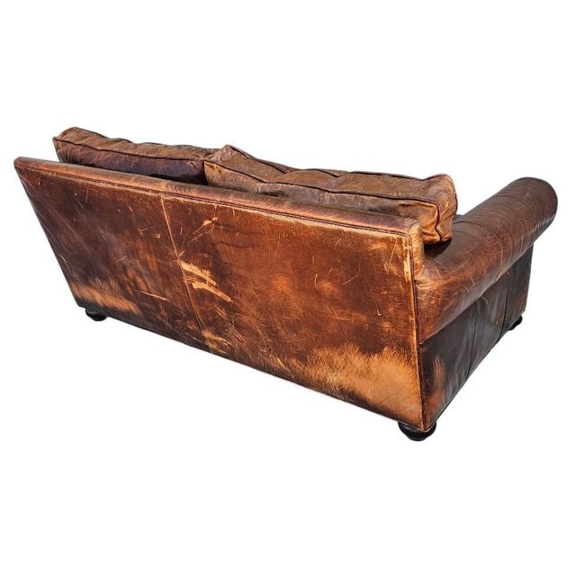 Restoration Hardware Lancaster Luxe Depth Brompton Sofa in Cocoa Leather For Sale - Image 12 of 18