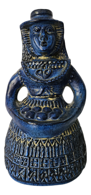 Blue Woman with Basket of Fruit Figurine from Bay Keramik, Germany, 1960s